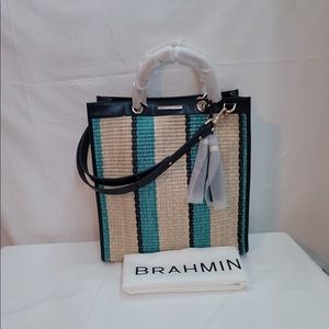 BRAHMIN
Anguilla Collection Mod Monique Striped Straw Tote Bag